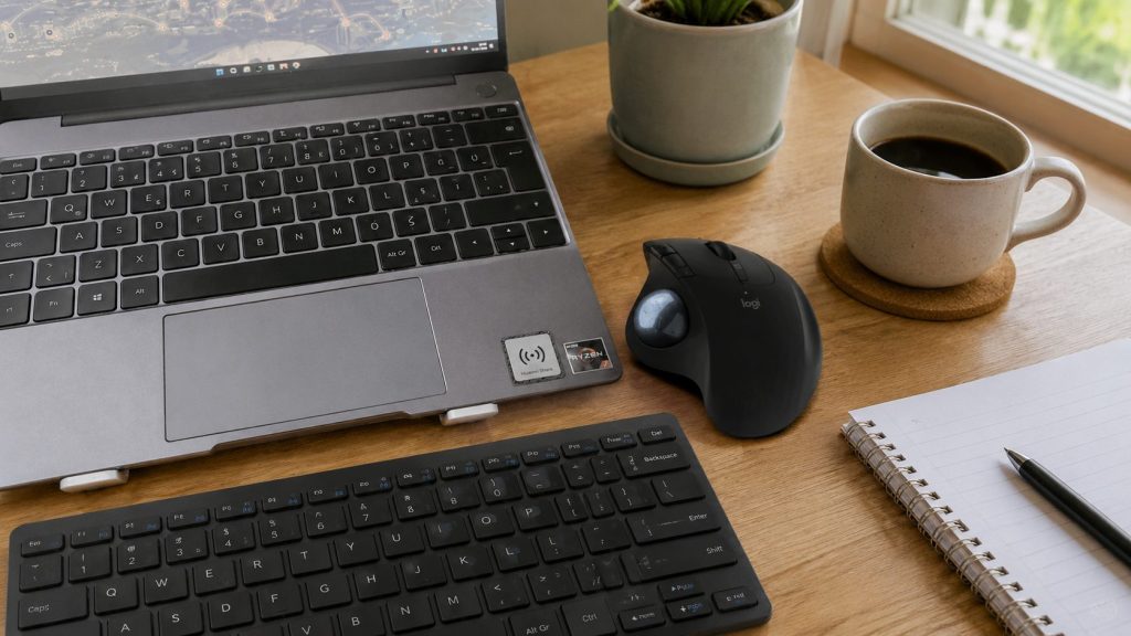 Logitech-Ergo-M575-kucuk-calisma-masasinda-kullanim-1024x576
