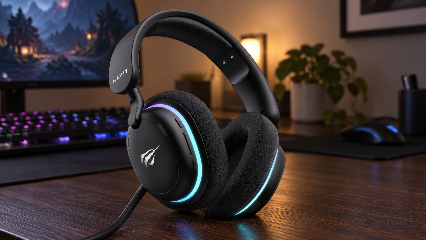 Havit Fuxi H7 RGB aydınlatma ve kontrol düğmeleri