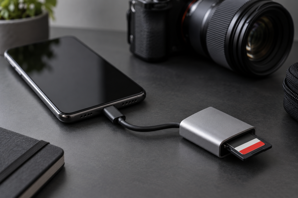 USB-C telefon ve SD kart okuyucu bağlantısı